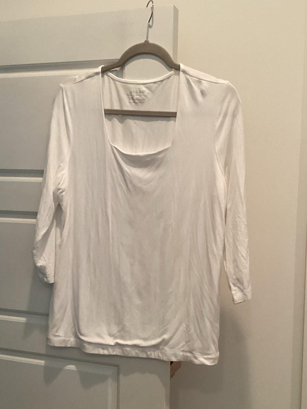 Chico's White Draped Scoop Neck Long Sleeve Top